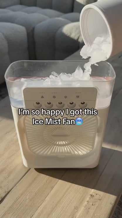 Portable Air Conditioner Fan, 500 ml Water Tank USB Personal Cooler, Mini Humidifier Fan with 7 Colors LED Light, 3 Timer, 3 Wind Speeds, 3 Spray Modes for Office, Home White Color